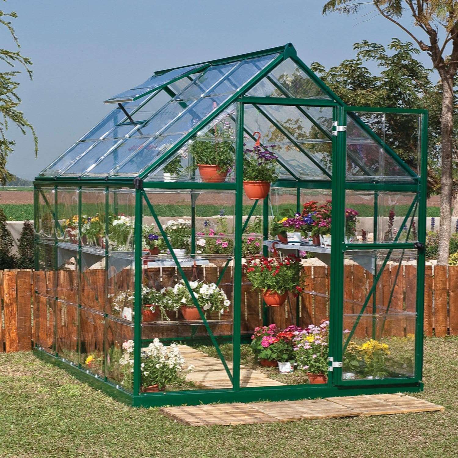 Palram 6ft x 8ft Greenline Harmony Greenhouse with Polycarbonate Glazing and Base