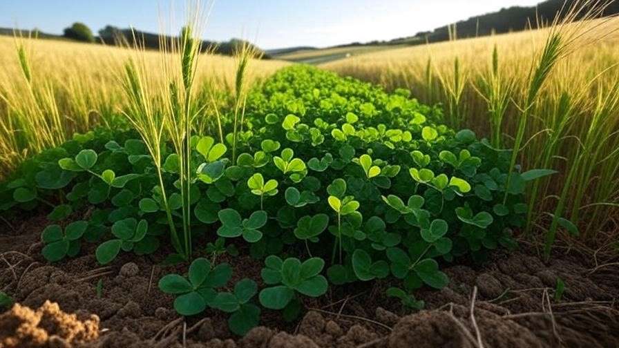 Barley and clover crops in a field, illustrating effective crop rotation for soil health