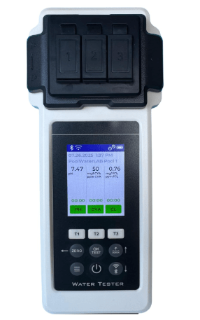 Digital Pool Water Tester Photometer – Accurate Water Analyzer for Pools, Spas & Hot Tubs – Tests 27 Parameters – Bluetooth/WiFi – App for pH, Chlorine, Alkalinity & More