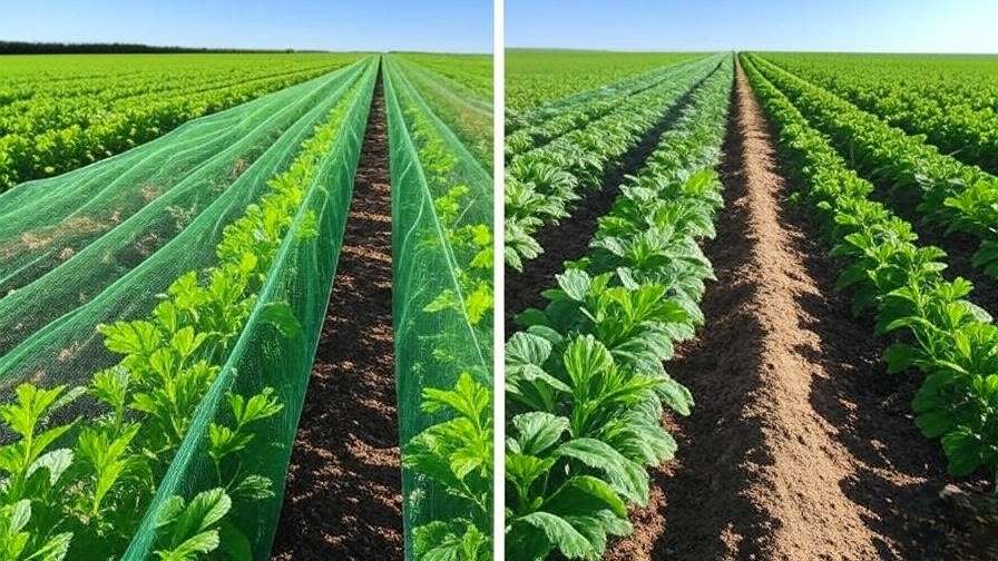 Comparison of crops with and without insect netting for pest control