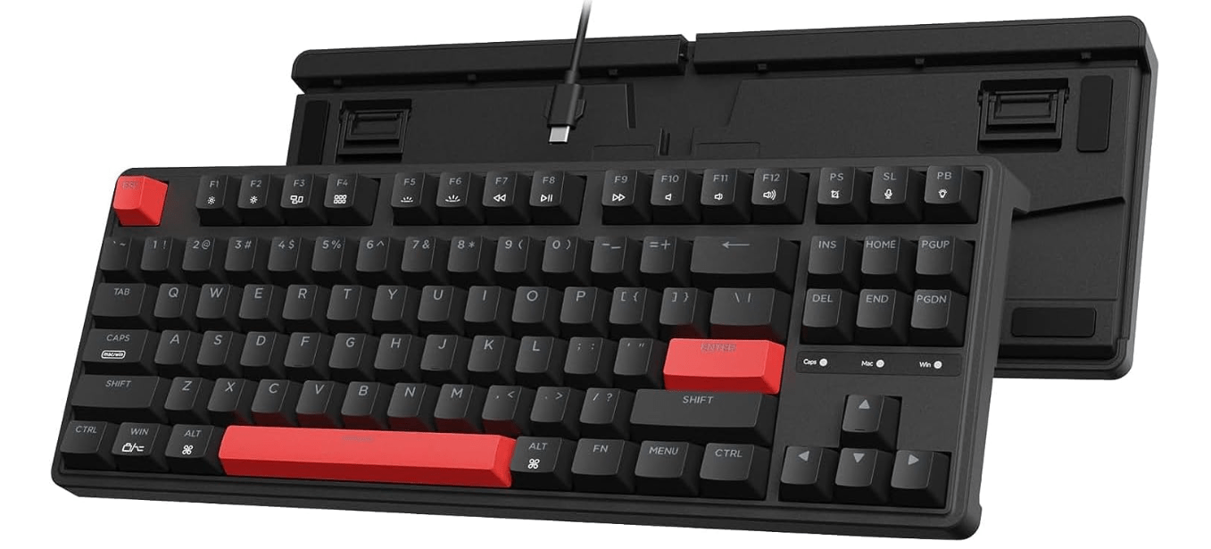 Keychron C3 Pro QMK/VIA Custom Gaming Keyboard, Programmable 87 Keys Compact TKL Layout Gasket Mount, Red LED Backlight Wired Mechanical Keyboard 