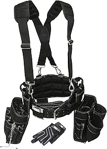 Gatorback Electricians Combo Deluxe Package (Ventilated Back Support Tool Belt Combo, Suspenders, Drill Holster, Gloves). Large 35"-39"