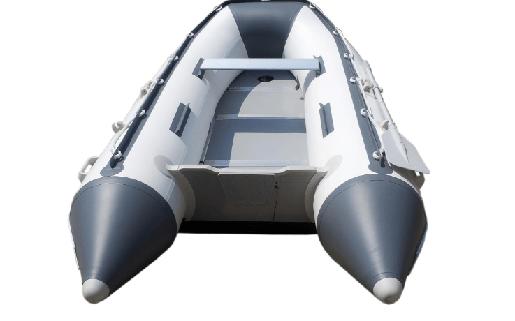 Newport 8ft 10in Dana Inflatable Sport Tender Dinghy Boat - 3 Person - 10 Horsepower - USCG Rated, White/Gray