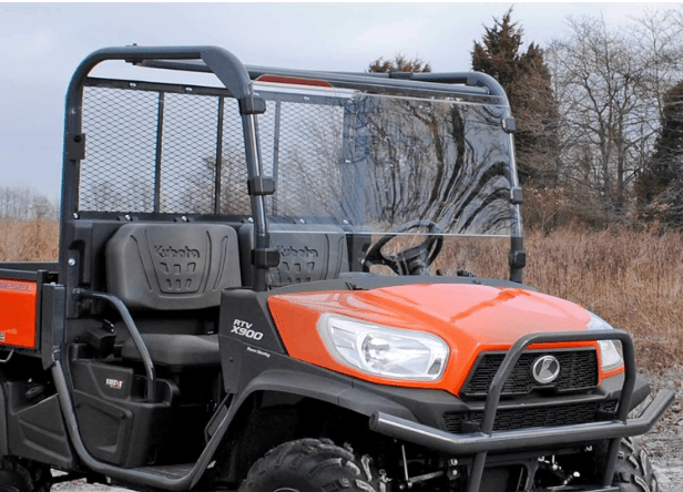 SuperATV Scratch Resistant Full Windshield for 2014+ Kubota Diesel RTV X900 / X1100C / X1120 / X1140 | 1/4" Thick Polycarbonate | 250 Times Stronger than Glass | Includes Pre-installed Bulb Seal