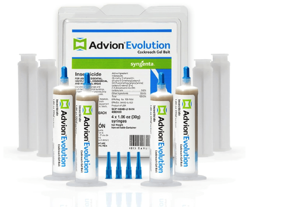 Advion Evolution Cockroach Gel Bait, 4 Tubes x 30-Grams, 1 Plunger and 2 Application Tips, Formulated with Indoxacarb, Enhanced Formulation, Ready-to-Use Roach Killer for Indoor and Outdoor Use