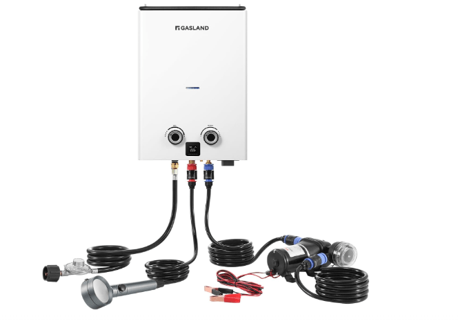 GASLAND Goshower 2.64GPM Outdoor Propane Tankless Water Heater 10L, Compact Portable Hot Water heater with Pump & Pipe Strainer for Off Grid, Portable Camping Water Heater, 68,000 BTU, G10 Pro