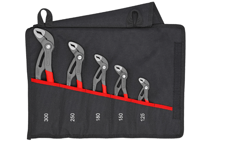 KNIPEX 5 Pc Pliers Cobra Set In Tool Roll, Black