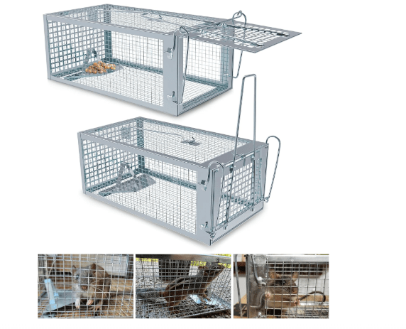 2 Packs Humane Rat Trap Outdoor, Wanqueen Humane Mouse Traps Indoor, Small Rodent Chipmunk Trap and Other Live Animal Cage Catch and Release