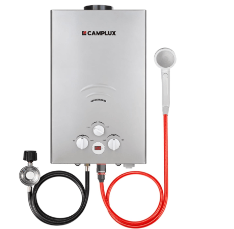 CAMPLUX Tankless Water Heater - 2.64GPM Portable Propane Heater for Off Grid, Camping, Outdoor Shower - 68,000 BTU - BW264G - Gray