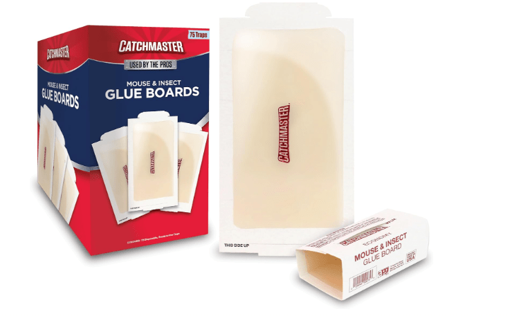 Catchmaster Pro Strength Mouse and Insect Glue Boards, 75-Pack Mouse Traps Indoor for Home, Sticky Pest Control Adhesive for Catching Bugs, Small Mice & Rodents, Non Toxic Bulk Glue Traps