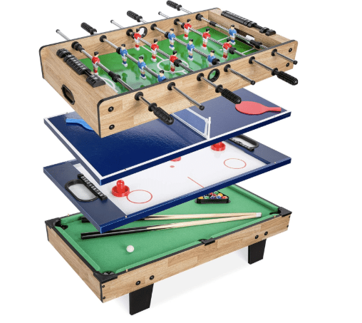 Best Choice Products 4-in-1 Multi Game Table, Childrens Combination Arcade Set for Home, Play Room, Rec Room w/Pool Billiards, Air Hockey, Foosball and Table Tennis