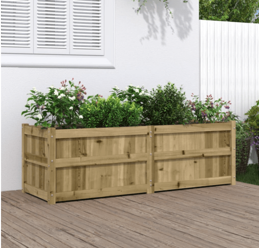 Garden Planter Natural Pine Vacuum Pressure Treated Pinewood Modern Plant pots Flower pots Succulent containers for Outdoor Backyard