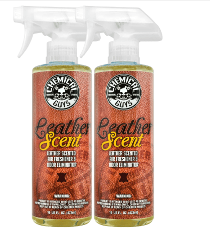 Chemical Guys AIR_102_1602 Leather Scent Premium Air Freshener and Odor Eliminator, Long-Lasting, Just Like New Scent for Cars, Trucks, SUVs, RVs & More, 16 Fl Oz (2 Pack)