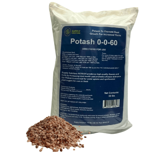 Muriate of Potash 0-0-60 Fertilizer, High Potassium Fertilizer, Potassium for Plants, Ideal Plant Food & Potash for Plants - for Lush Crops, Blooms, Acidic Plants (50lbs)