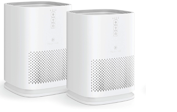 Medify MA-14 Air Purifier with True HEPA H13 Filter 428 ft² per Hour for Smoke, Odors, Pollen | Removal to 0.1 Microns White, 2-Pack