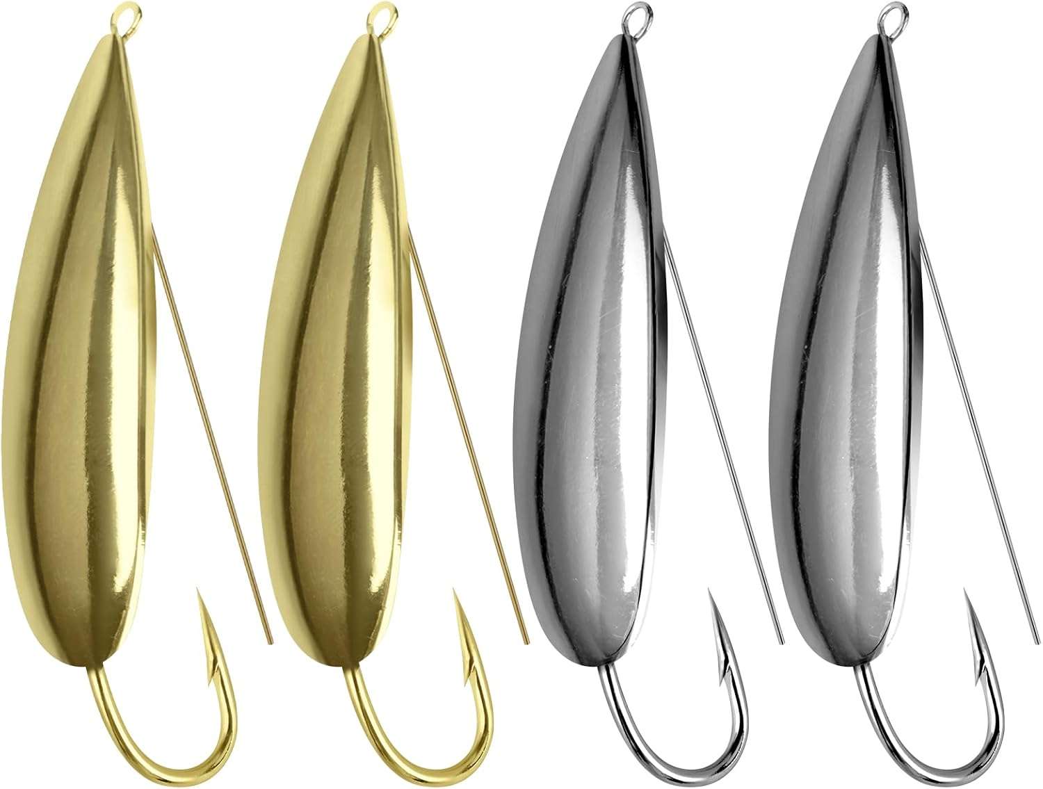 QualyQualy Weedless Spoon Fishing Lures for Saltwater, Minnow Fishing Spoon Hard Bait for Redfish Bass Tourt Northern Pike, 4PCS