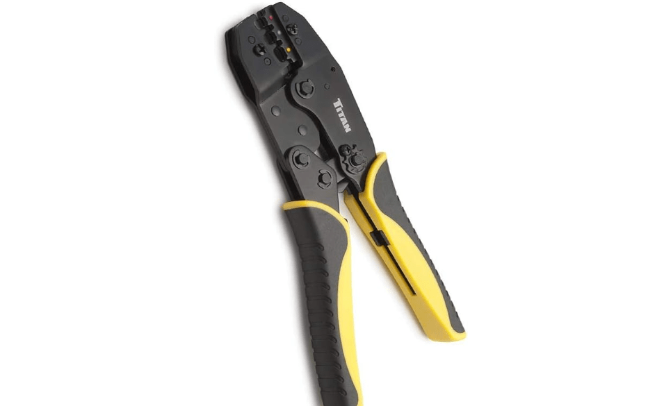 TITAN 11477 Ratcheting Wire Terminal Crimper Tool for Insulated Terminals, Fixed Jaw