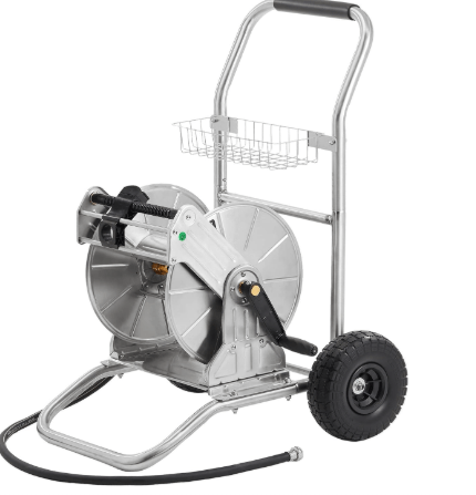 Giraffe Tools Garden Hose Reel Cart with Wheels, Stainless Steel Heavy Duty Water Hose Reel Cart, 200 ft of 1/2 Capacity, Mobile for Outside