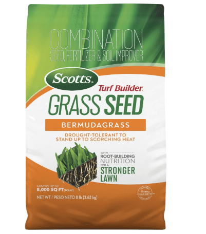 Scotts Turf Builder Grass Seed Bermudagrass with Fertilizer and Soil Improver, Drought-Tolerant, 8 lbs.