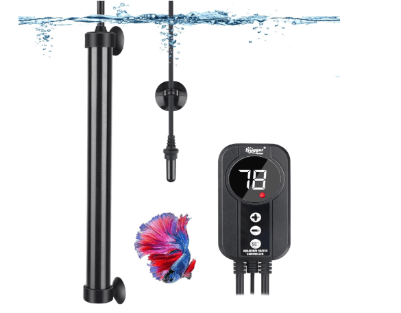 hygger Aquarium Heater 300W,Titanium Heater with Digital LED Controller and Temperature Probe,Submersible Fish Tank Heater with Temperature Calibration,for Saltwater & Freshwater Fish Tank 50-60Gallon