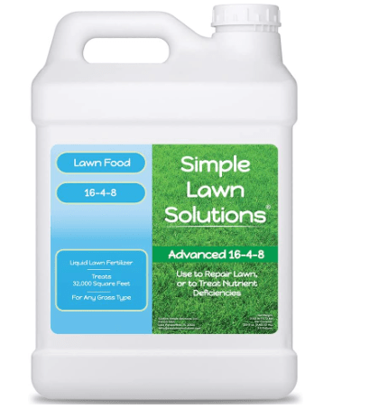 Advanced 16-4-8 Lawn Fertilizer - Liquid Lawn Food Spring & Summer Concentrated Spray - Any Grass Type- Fish and Seaweed Kelp- Balanced NPK - Simple Lawn Solutions (2.5 Gallons)