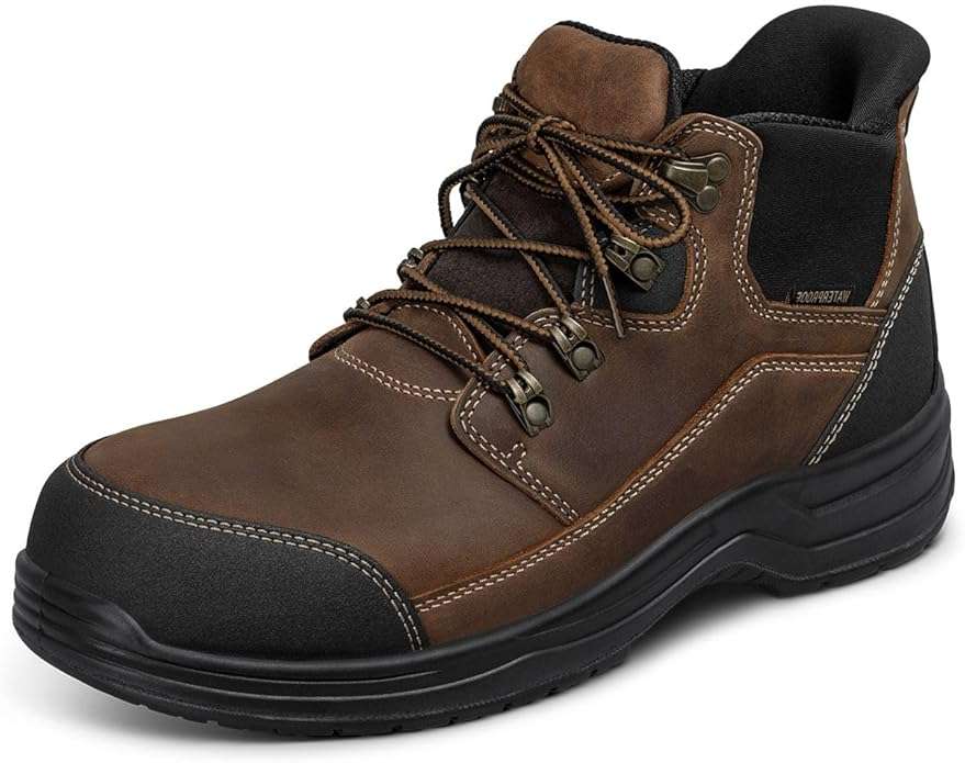 Thorogood American Heritage 6” Steel Toe Work Boots for Men - Full-Grain Leather with Moc Toe, Slip-Resistant Wedge Outsole