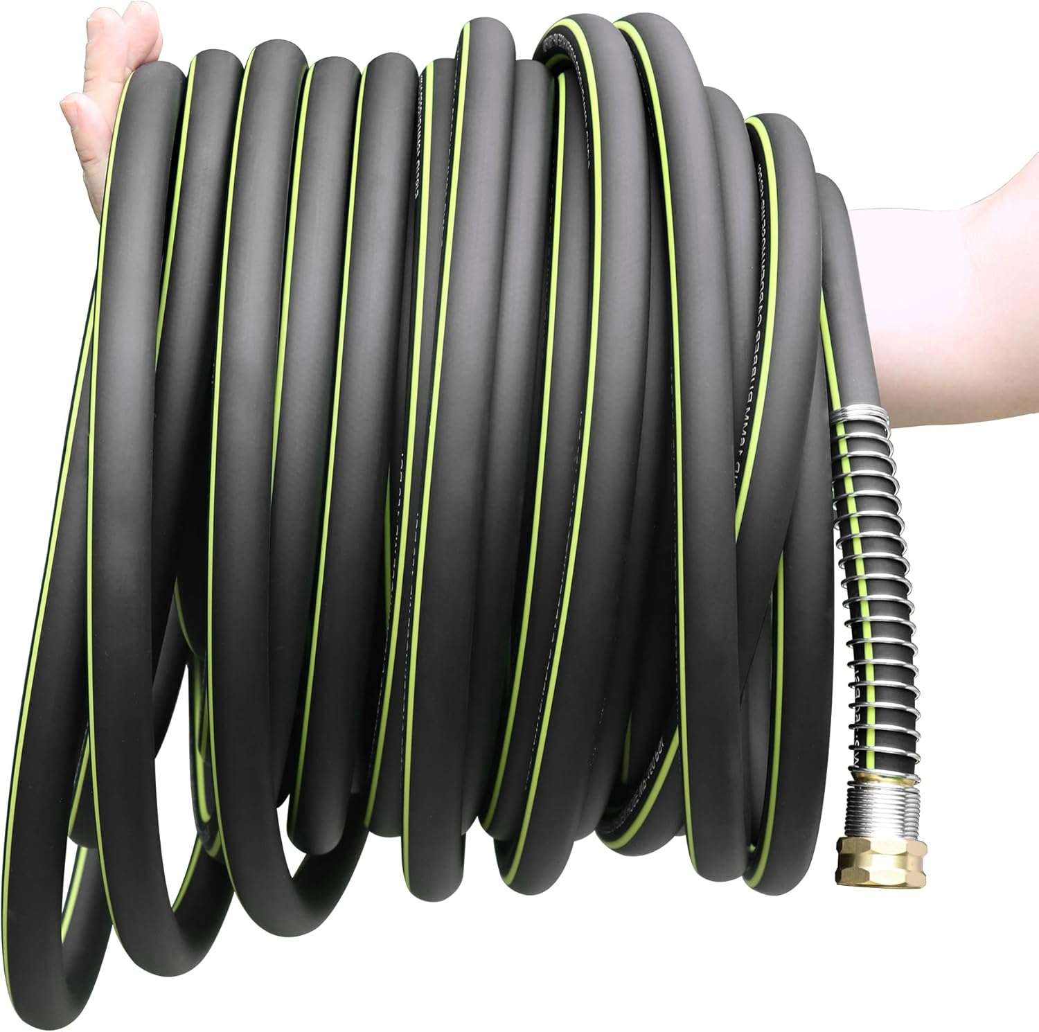 Wurzberge Rubber Garden Water Hose 100ft, 5/8" Leak Proof Garden Hose with Brass Connector, Flexible Hose Pipe for Lawn, Watering Cleaning & Washing