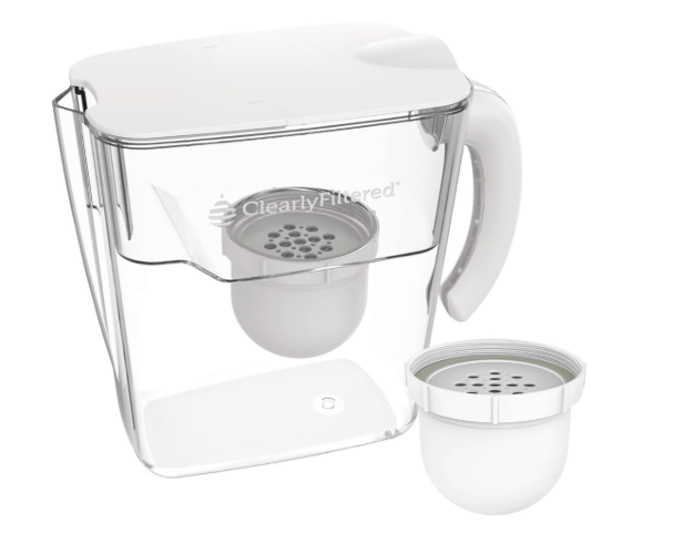 Clearly Filtered Water Pitcher with Filter + Additional Replacement Filter