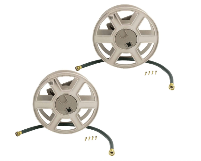 Suncast SWA100 100 Ft. Wall Mount Garden/Yard Hose Reel Side Winder (2 Pack)