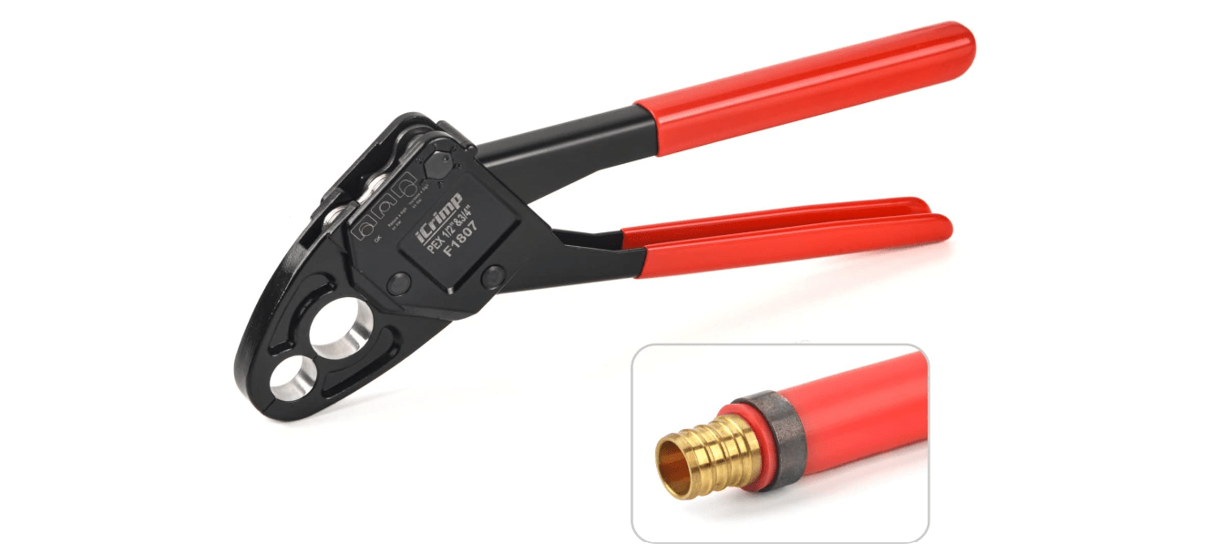 IWISS Combo Angle Head Pex Pipe Plumbing Crimping Tool for Copper Crimp Jaw Sets 1/2" & 3/4"