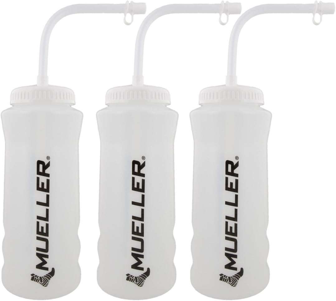 Mueller Quart Bottle w/ Straw, Natural Color w/ Black Letters (3-Pack) 