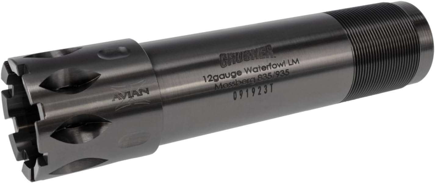 Avian-X Waterfowl Crusher Rugged Durable High-Strength Steel Black PVD Finished Duck Hunting Choke Tube with Wide Groove Technology - Light/Heavy Mod Options 