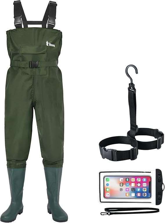 Bootfoot Fishing Chest Waders for Men Women with Boots 2-Ply Nylon/PVC Waterproof Hunting Waders with Boots Hanger 