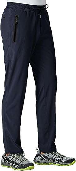 TBMPOY Men's Lightweight Hiking Travel Pants Breathable Athletic Fishing Active Joggers Zipper Pockets
