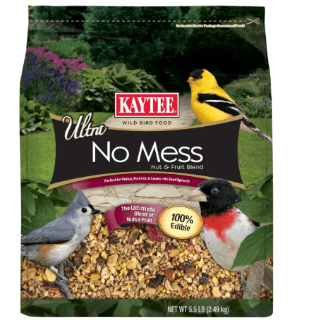 Kaytee Wild Bird Ultra No Mess Nut & Fruit Food Seed Blend For Blue Jays, Woodpeckers, Juncos, Cardinals, Grosbeaks, Sparrows, and Finches, 5.5 Pound