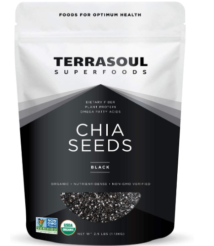 Terrasoul Superfoods Organic Black Chia Seeds, 2.5 Pounds, Nutrient-Packed Superfood for Energy, Puddings, Smoothies, and Baking