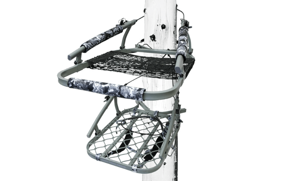 Hawk Ultra-Lite Climber Portable Aluminum Big Game Hunting Tree Stand with 20" x 27" Platform & Adjustable Net Seat 