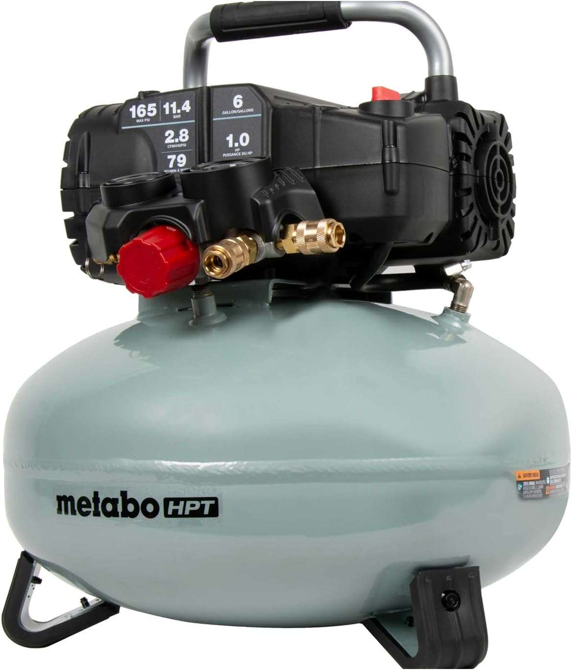 California Air Tools CAT-1P1060S Light & Quiet Portable Air Compressor, Lightweight, Ultra Quiet, Oil-Free, 1 Gallon Steel Tank, .6 HP, 56 dBA Noise Level, Silver