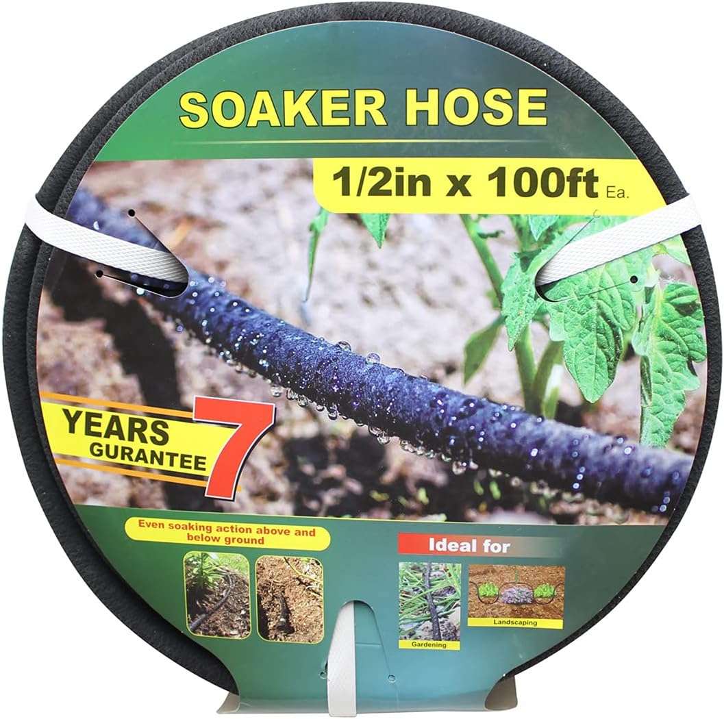 Taisia 1/2 Inch Soaker Hose Diameter Saves 70％ Water Perfect Delivery Water Great Garden Flower Bed (1-2-100ft)
