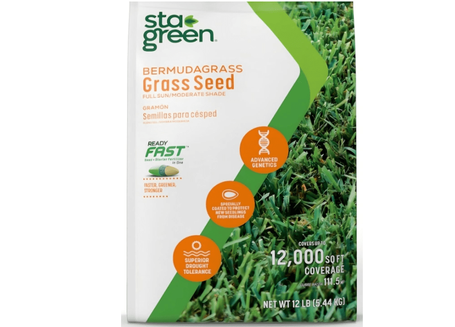 StaGreen Ready Fast 12-lb Bermuda Grass Seed and Fertilizer 12,000 sq ft Greener, Faster