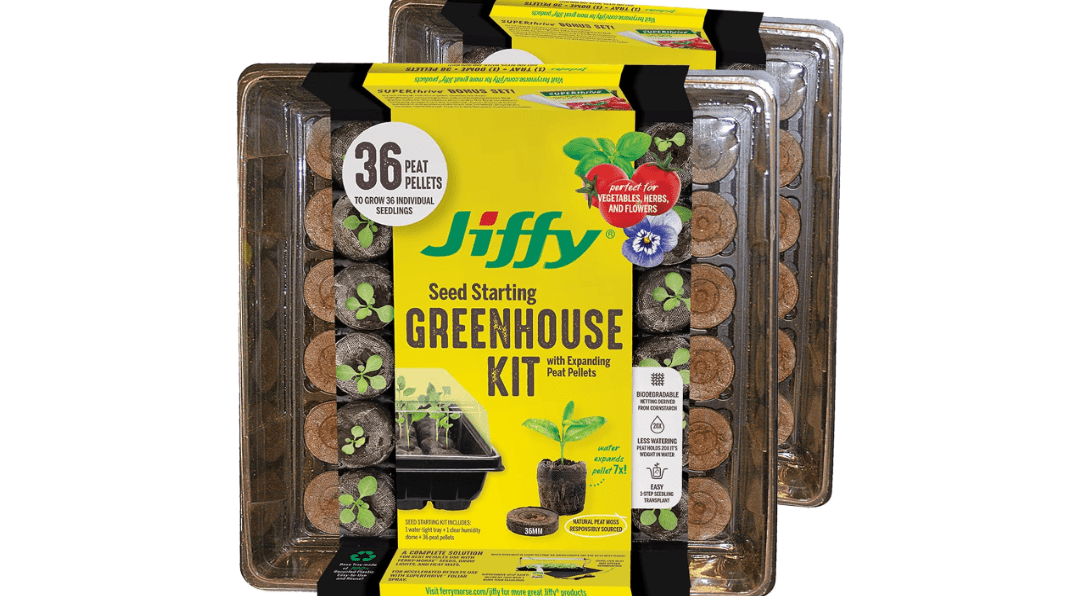 Jiffy Seed Starting Tray Kit, 36 Cell 36mm Peat Pellets with Bonus - 2 Pack