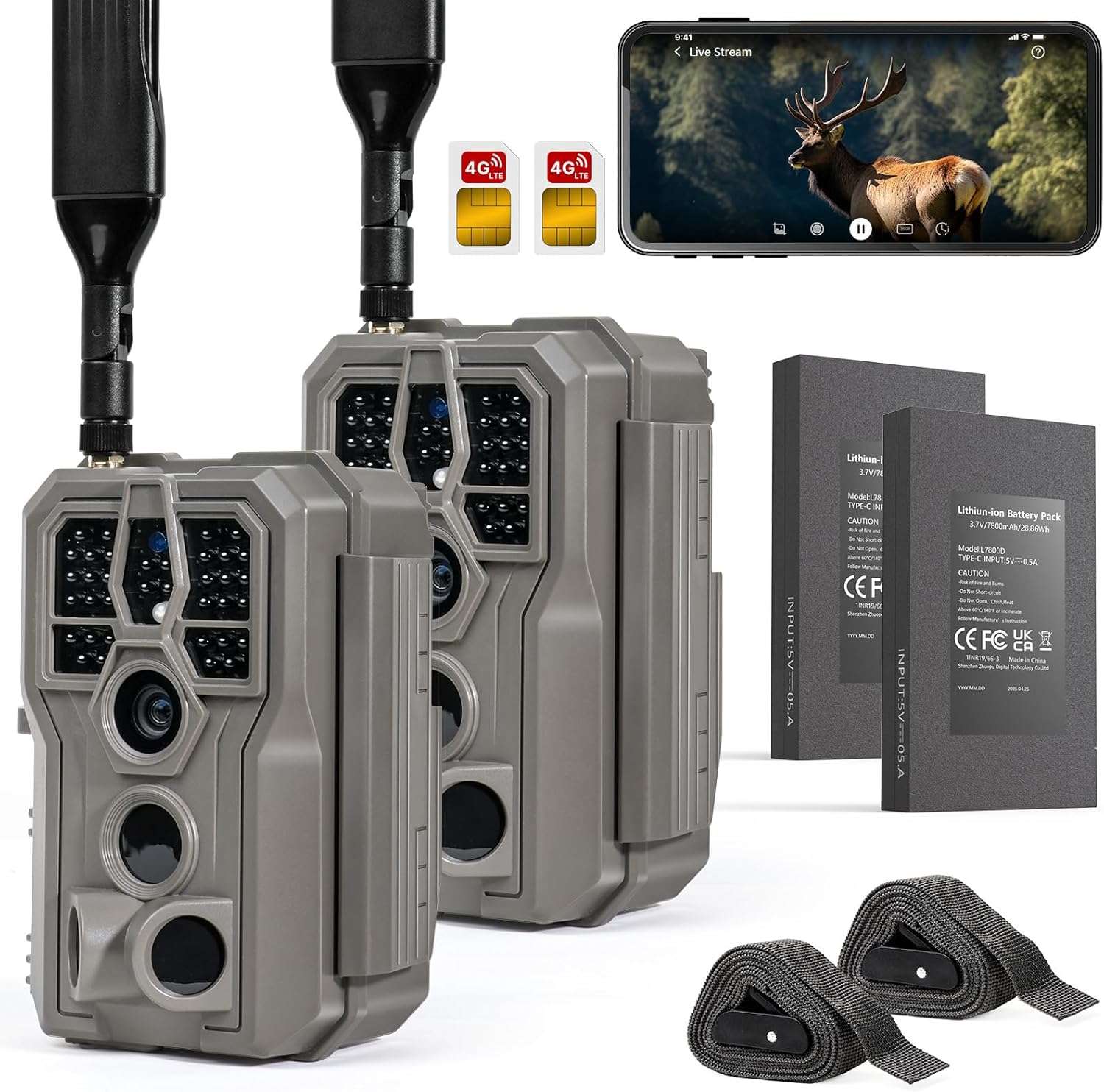 GardePro X66 Pro 2-Pack Cellular Trail Cameras, Live View, Built-in GPS, 7800mAh Battery, Shared Data Plan, On Demand HD Photo & Video, Compatible with... 