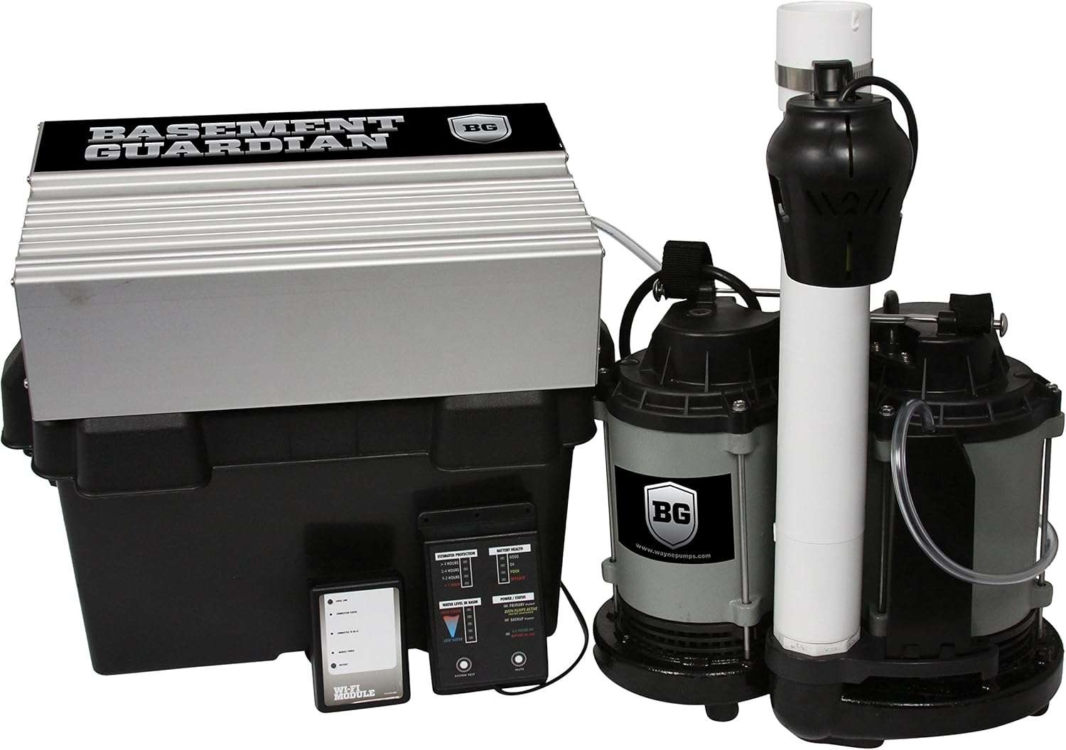 WAYNE BGSP50 1/2 HP Basement Guardian Pump System, Back Up Battery Not Included - Up to 5,100 Gallons Per Hour - Digitally Connected Total Basement Protection System