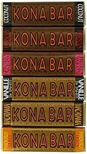 Kona Bar Chocolate Coffee Bar's "luau" Variety Pack All Flavors, 6 Count (Pack of 6)