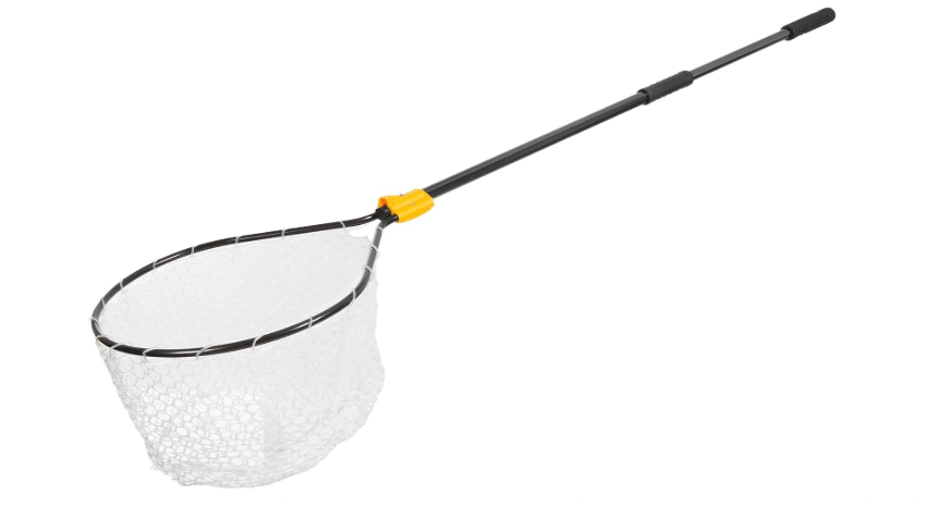 Frabill Conservation Telescoping Handle Net | Teardrop Hoop Size: 23" X 26" | Telescoping Handle: 35-60" | Netting: Tangle-Free Micromesh | Net Depth: 22",Black/Yellow