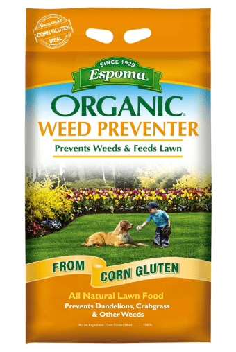 Espoma Organic Weed Preventer Plus Lawn Food from 100% Corn Gluten Meal. Helps Prevent Weed Seed Establishment and Provides Organic nitrogen That Keeps lawns a deep Green Color. 25 lb. Bag Visit the Espoma Store