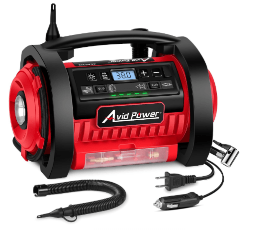 AVID POWER Tire Inflator Portable Air Compressor, 12V DC 110V AC Car Tire Pump, Air Mattress Pump with Inflation and Deflation Modes, Dual Powerful Motors, Digital Pressure Gauge
