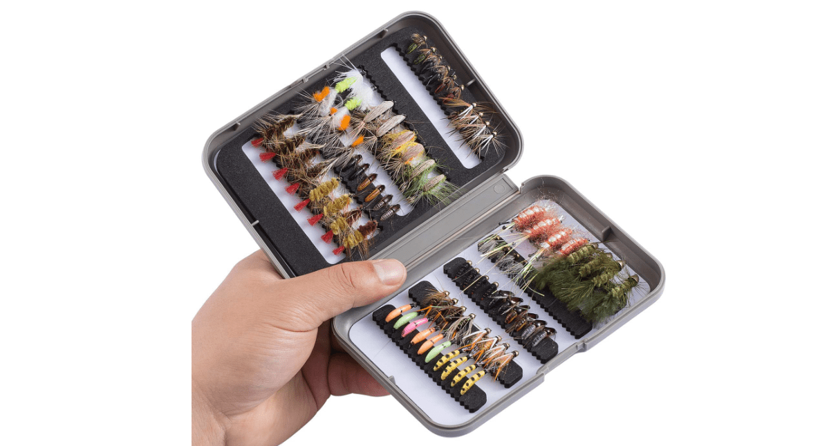 Bassdash Fly Fishing Fly Set Trout Bass Fishing with Fly Box 36/64/72/76/80/96 Pieces with Dry Flies/Wet Flies, Nymphs, Streamers, Poppers 