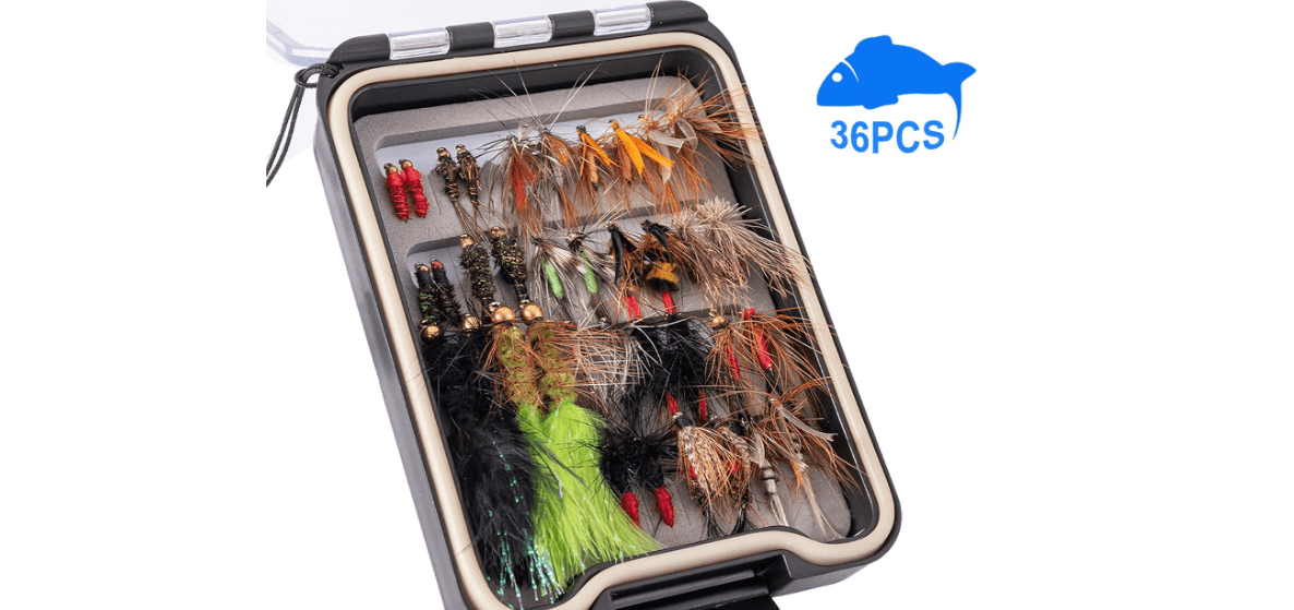 Ansnbo Hand-Tied Fly Fishing Flies Kit, Dry Wet Flies Nymphs Streamers Assortment for Trout & Bass with Waterproof Fly Box 