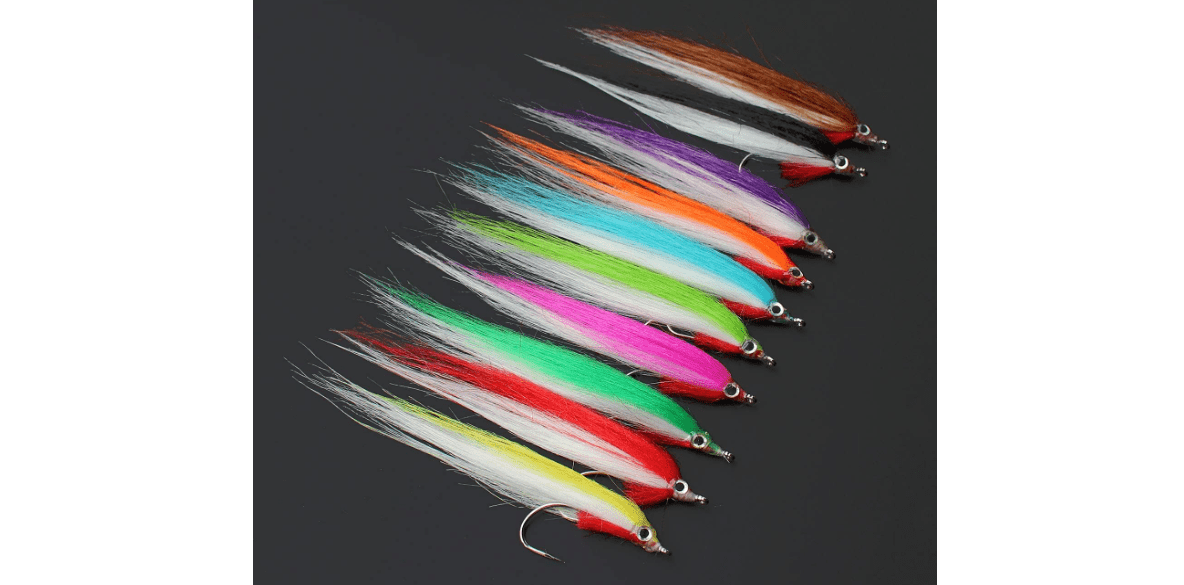 Tigofly 20 pcs 1/0 UV Colors High Carbon Hook Polar Fry Salmon Trout Sea Bass Steelhead Minnow Fly Fishing Flies Lure Set 